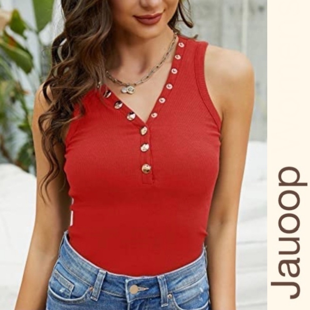 Jauoop Womens V Neck Tank Top
